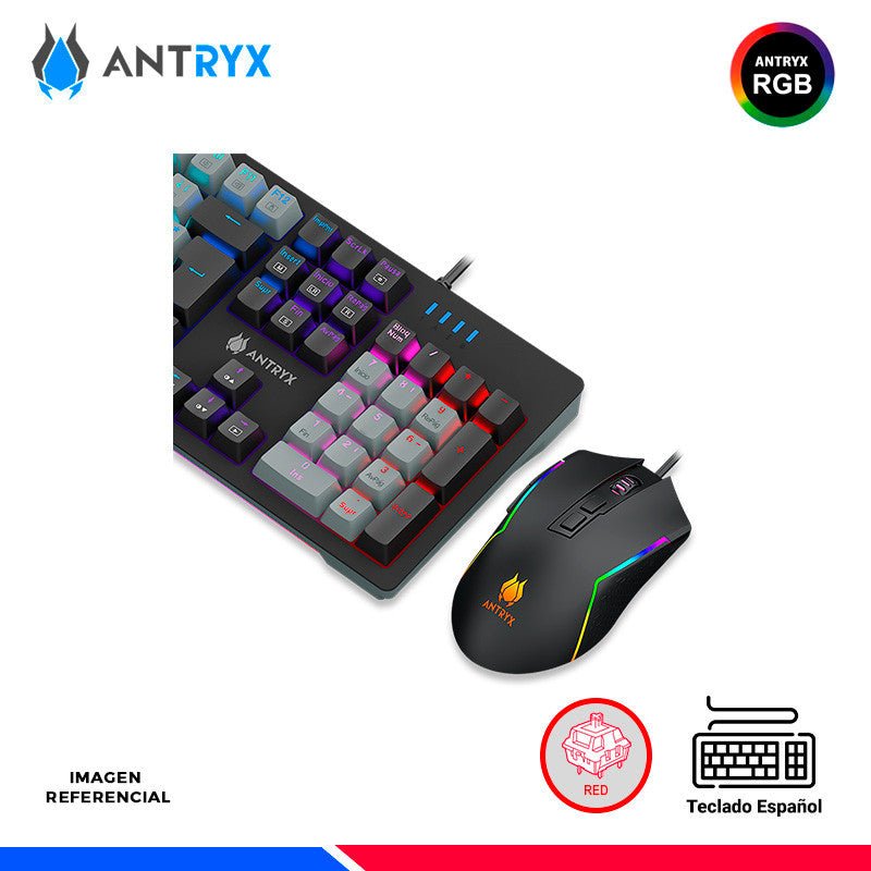 TECLADO MECÁNICO GAMER ANTRYX MK ZIGRA EVO NEGRO Y GRIS BLUE SWITCH CON CABLE USB DISEÑO RESISTENTE Y PRECISO IDEAL PARA GAMING AGC-5600KRE-SP - SMART BUSINESS