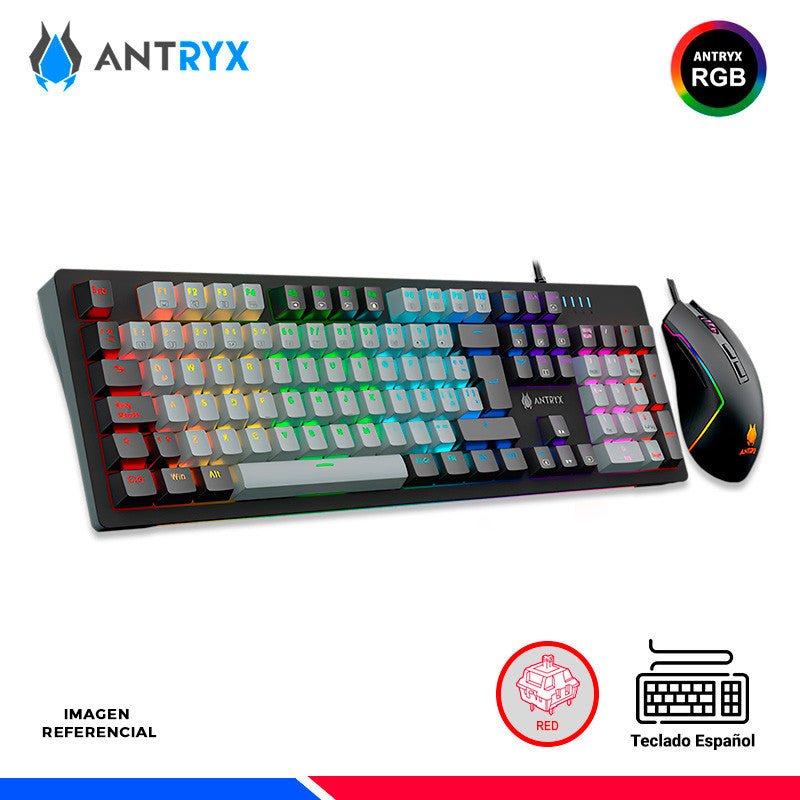 TECLADO MECÁNICO GAMER ANTRYX MK ZIGRA EVO NEGRO Y GRIS BLUE SWITCH CON CABLE USB DISEÑO RESISTENTE Y PRECISO IDEAL PARA GAMING AGC-5600KRE-SP - SMART BUSINESS