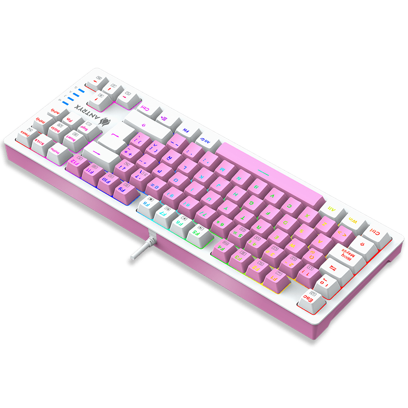 TECLADO MECANICO TKL ANTRYX CHROME STORM MK840  PINK, RED SWITCH (AMK - CS840PRE - SP)   AMK-CS840PRE-SP - SMART BUSINESS