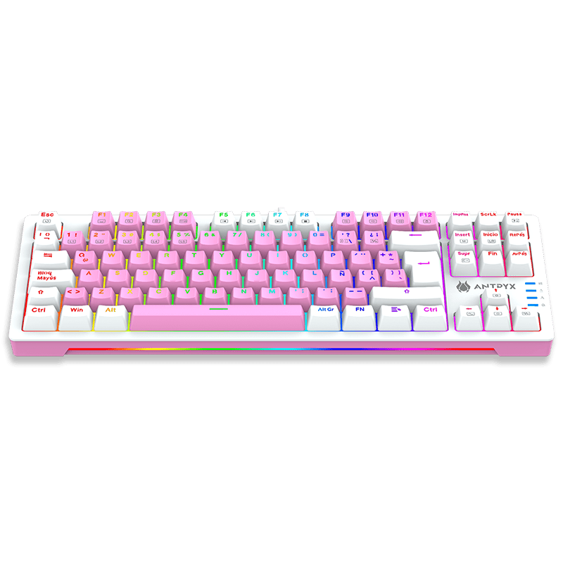 TECLADO MECANICO TKL ANTRYX CHROME STORM MK840  PINK, RED SWITCH (AMK - CS840PRE - SP)   AMK-CS840PRE-SP - SMART BUSINESS