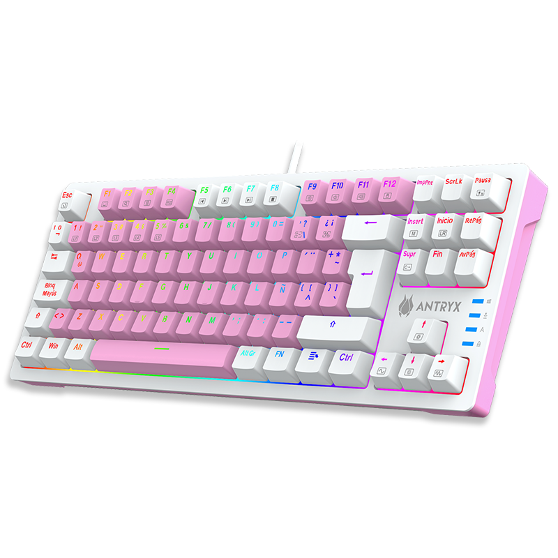 TECLADO MECANICO TKL ANTRYX CHROME STORM MK840  PINK, RED SWITCH (AMK-CS840PRE-SP)   - SMART BUSINESS
