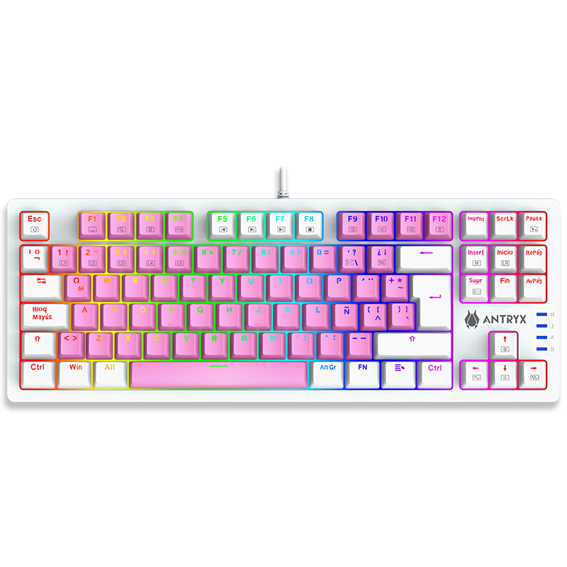 TECLADO MECANICO TKL ANTRYX CHROME STORM MK840  PINK, RED SWITCH (AMK-CS840PRE-SP)   - SMART BUSINESS