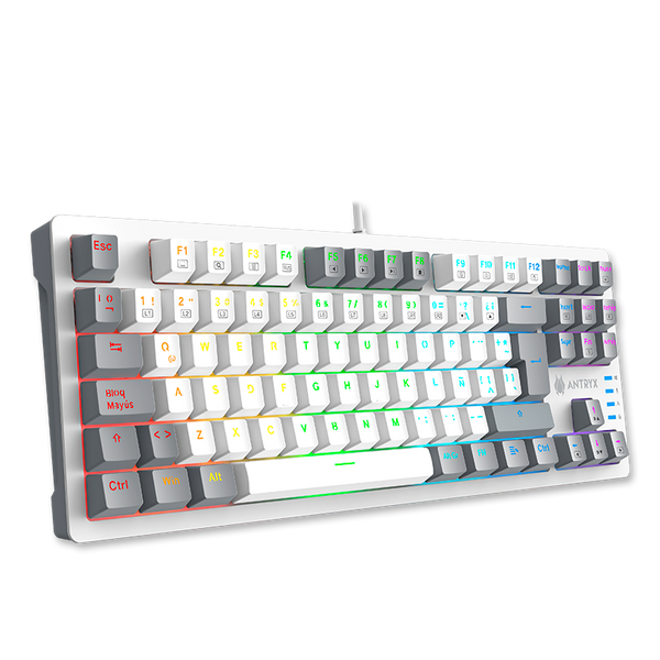TECLADO MECANICO TKL ANTRYX MK840L WHITE & GRAY,  PURPLE SWITCH (AMK-CS840LWGPU-SP) - SMART BUSINESS