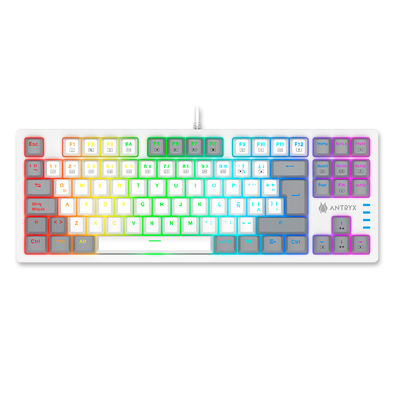 TECLADO MECANICO TKL ANTRYX MK840L WHITE & GRAY,  PURPLE SWITCH (AMK-CS840LWGPU-SP) - SMART BUSINESS