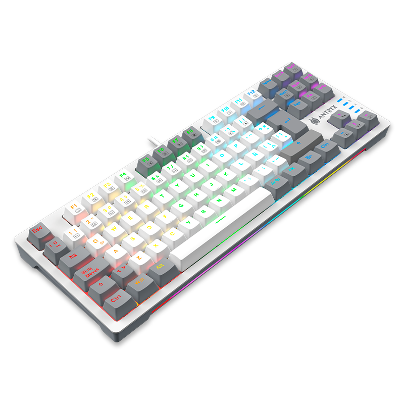 TECLADO MECANICO TKL ANTRYX MK840L WHITE & GRAY,  PURPLE SWITCH (AMK-CS840LWGPU-SP) - SMART BUSINESS