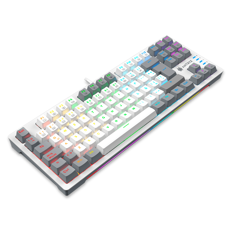 TECLADO MECANICO TKL ANTRYX MK840L WHITE & GRAY,  RED SWITCH (AMK - CS840LWGRE - SP) AMK-CS840LWGRE-SP - SMART BUSINESS
