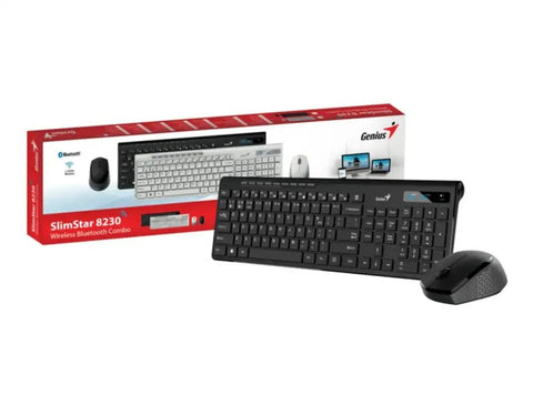 TECLADO Y MOUSE INALÁMBRICO GENIUS SLIMSTAR 8230 BLUETOOTH MULTIMEDIA NEGRO (31340015407) 31340015407 - SMART BUSINESS