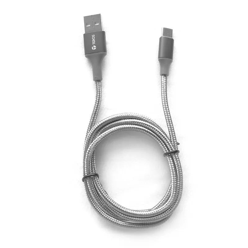 Cable USB Teros TE-70211W, Tipo A - Tipo C, 3A, 60W Max, GRIS - SMART BUSINESS