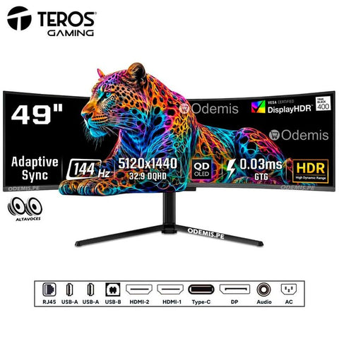 Monitor gamer curvo Teros TE-4921G QD-OLED de 49 pulgadas
