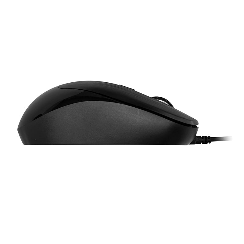 Perfil lateral horizontal del mouse con cable TEROS TE-5076N negro