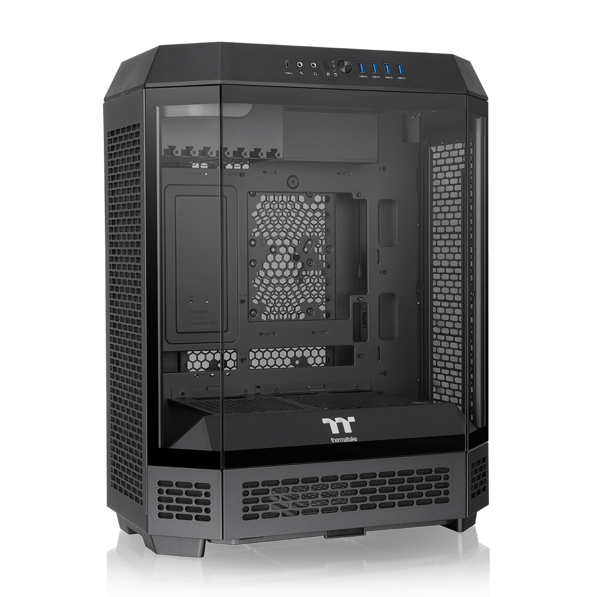 Gabinete Thermaltake The Tower 600 Black CA-1Z1-00M1WN-00, vista frontal en perspectiva