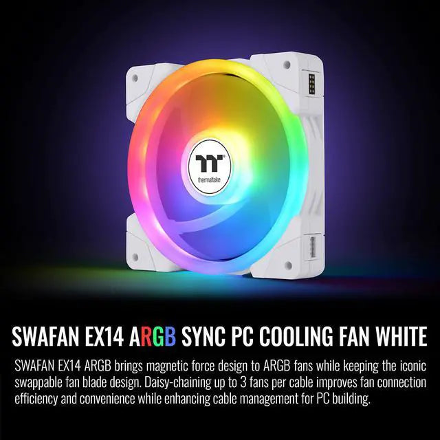 Thermaltake SWAFAN EX14 ARGB White CL-F170-PL14SW-A vista angular