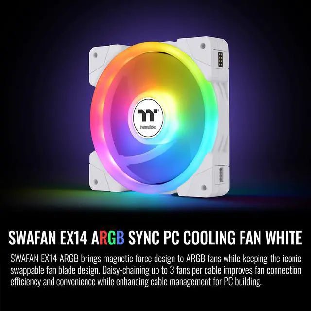 Thermaltake SWAFAN EX14 ARGB White CL-F170-PL14SW-A vista angular