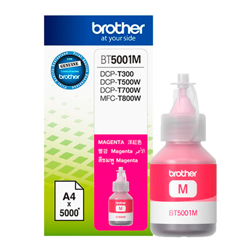 TINTA BROTHER 5001M COLOR MAGENTA BT5001M, PARA EQUIPOS BROTHER T300, T500W, T800W (BT5001M) - SMART BUSINESS