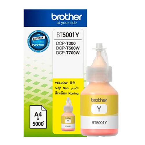 TINTA BROTHER 5001Y COLOR AMARILLO BT5001Y, PARA EQUIPOS BROTHER T300, T500W, T800W (BT5001Y) - SMART BUSINESS