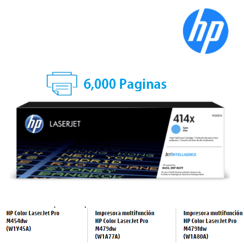TONER HP W2021X (414X) L.J. M454 CYAN 6,000 PGS W2021X - SMART BUSINESS