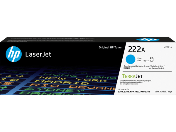 TÓNER HP W2221A (222A) CYAN PARA IMPRESORA LJ M3303 RENDIMIENTO 1,200 PÁGINAS W2221A - SMART BUSINESS