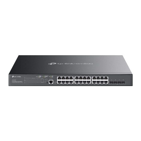 TP-Link Omada SG3428XMP switch PoE+ 24 puertos Gigabit vista frontal oficial