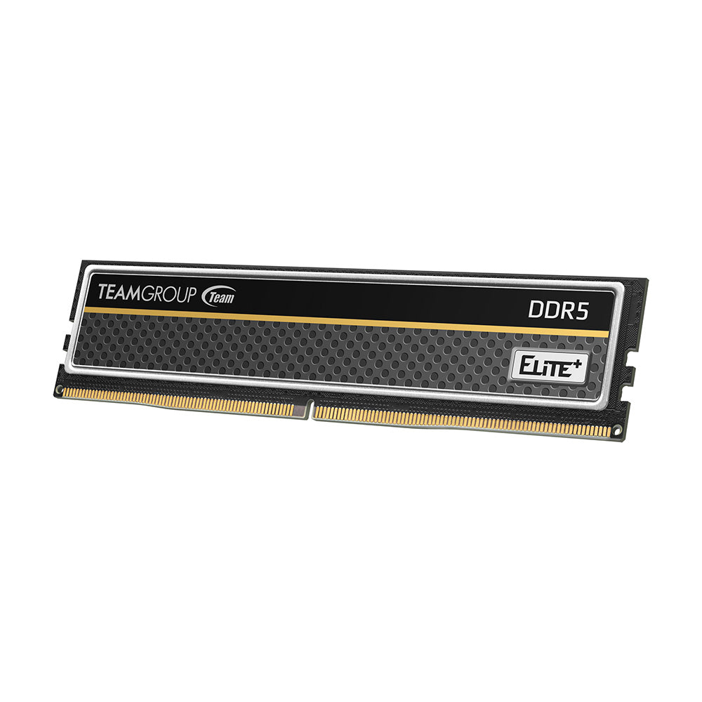 Memoria RAM TEAMGROUP ELITE PLUS TPBD516G5600HC4601 16GB DDR5 negra, perspectiva izquierda
