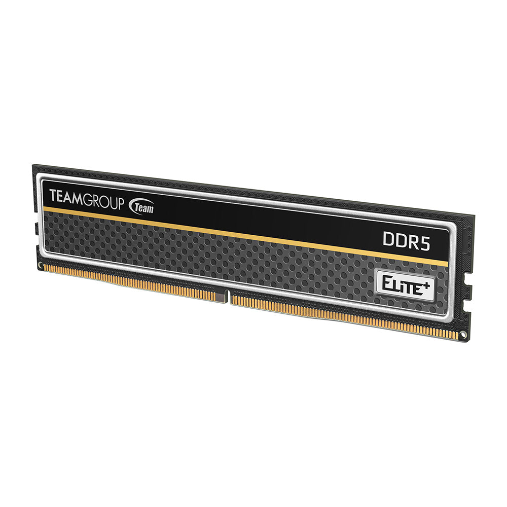 Memoria RAM TEAMGROUP ELITE PLUS TPBD516G5600HC4601 16GB DDR5 negra, vista inclinada