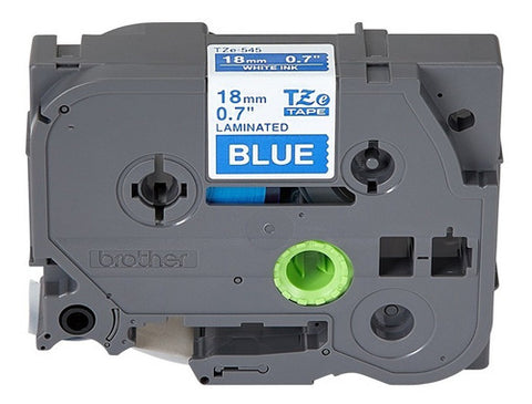 Cinta Brother TZe-545 blanco sobre azul 18 mm vista principal