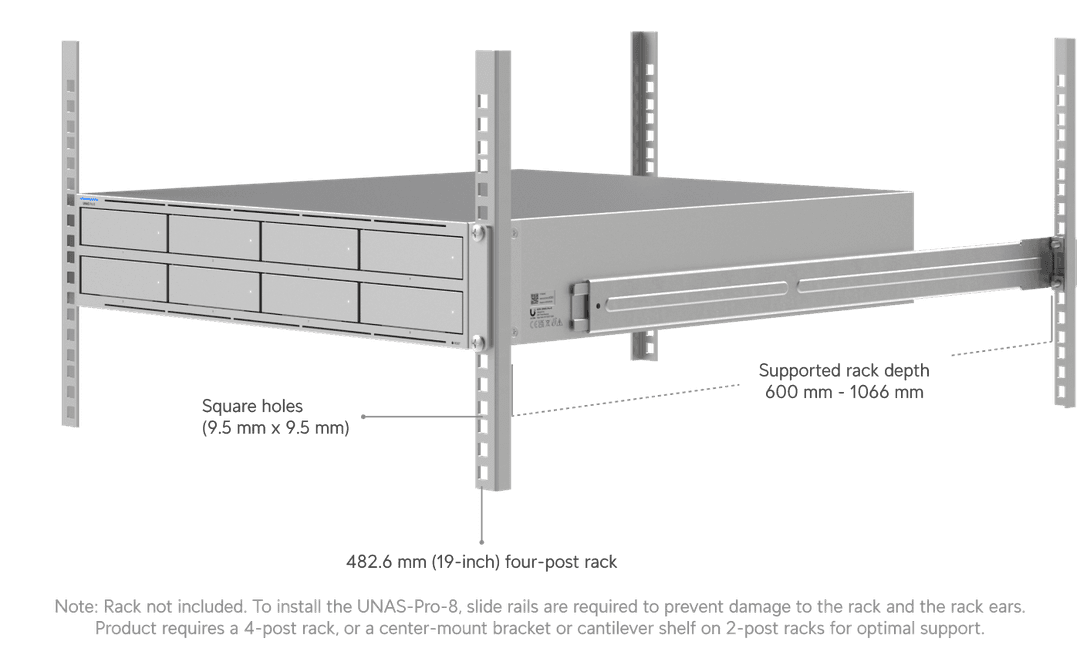 Ubiquiti UNAS Pro 8 UNAS-Pro-8 montaje rack oficial