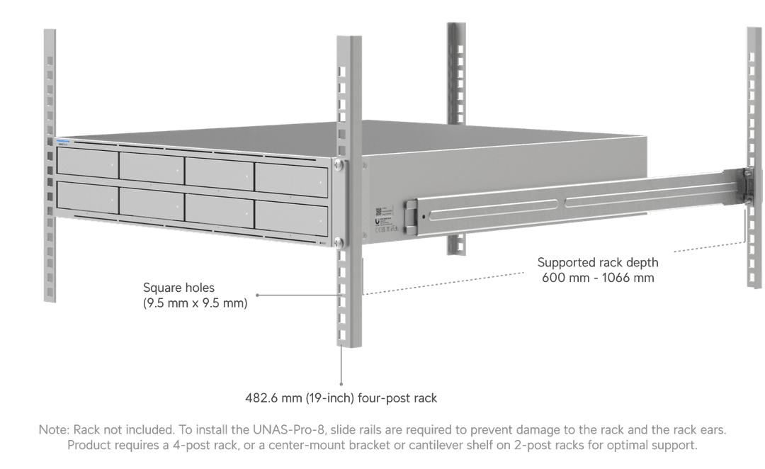 Ubiquiti UNAS Pro 8 UNAS-Pro-8 montaje rack oficial