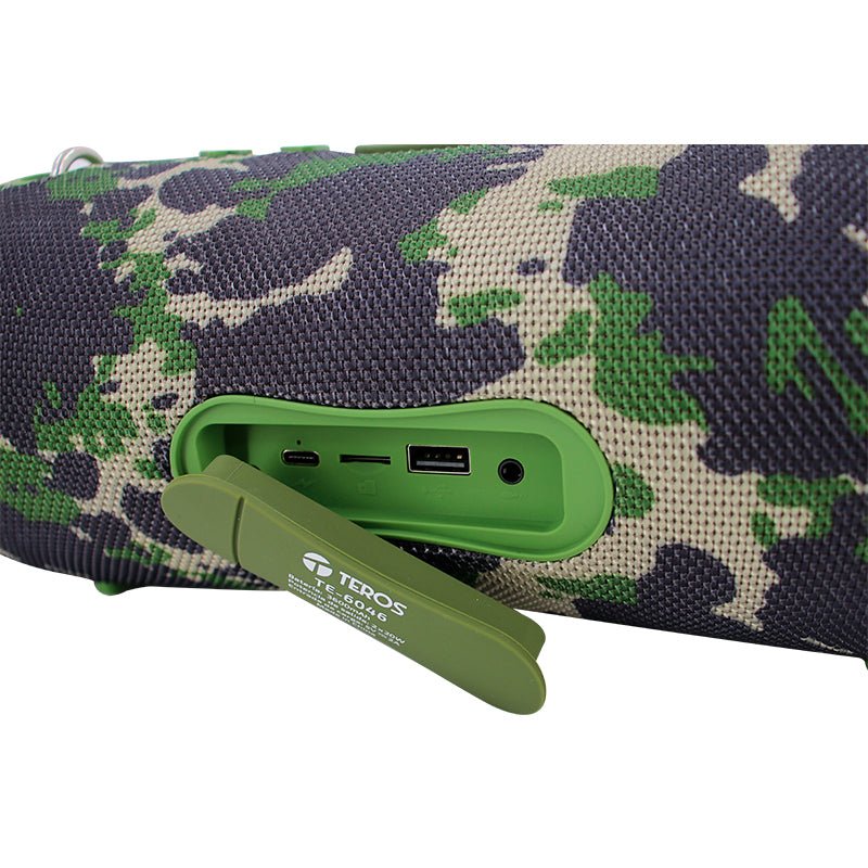 ULTRA TE - 6046G – PARLANTE PORTÁTIL 40W COLOR VERDE MILITAR CAMUFLADO SONIDO POTENTE Y DISEÑO RESISTENTE IDEAL PARA EXTERIORES Y FIESTAS TE-6046G - SMART BUSINESS