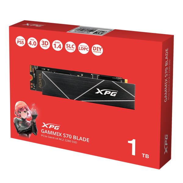 UNIDAD DE ALMACENAMIENTO SSD M.2 PCIE XPG 1TB NVME HEATSINK S70 | 2280 (AGAMMIXS70B-1T-CS) 7400MB/S - SMART BUSINESS