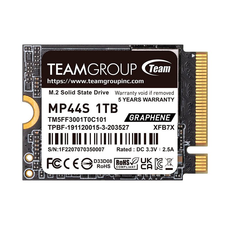 UNIDAD EN ESTADO SOLIDO TEAMGROUP MP44S SSD M.2 1TB PCIE GEN 4.0 X4 CON NVME TM5FF3001T0C101 - SMART BUSINESS