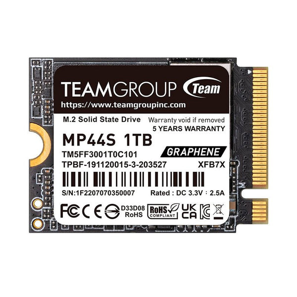 UNIDAD EN ESTADO SOLIDO TEAMGROUP MP44S SSD M.2 1TB PCIE GEN 4.0 X4 CON NVME TM5FF3001T0C101 - SMART BUSINESS