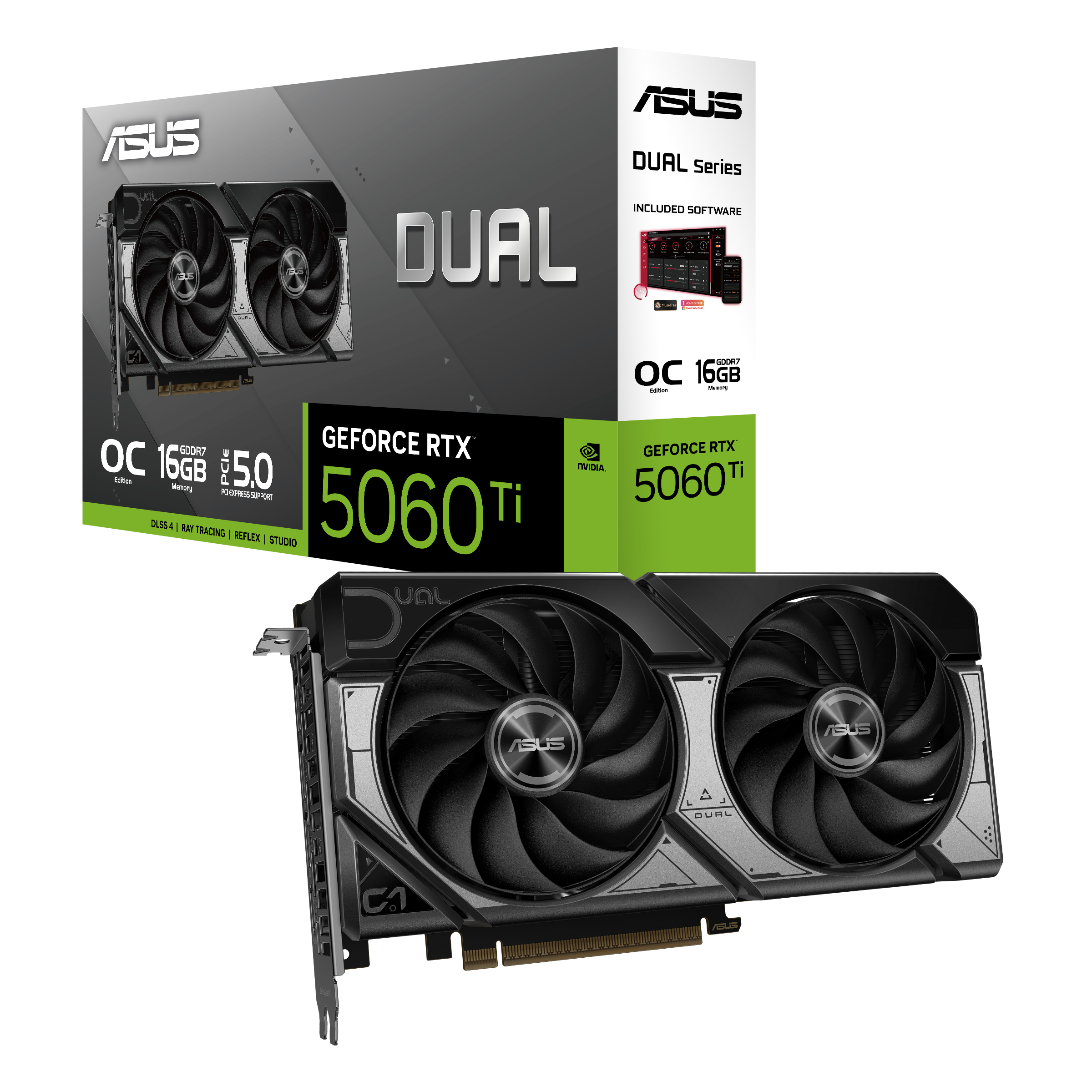TARJETA DE VIDEO ASUS DUAL-RTX5060TI-O16G, 16GB GDDR7, PCIE GEN 5.0