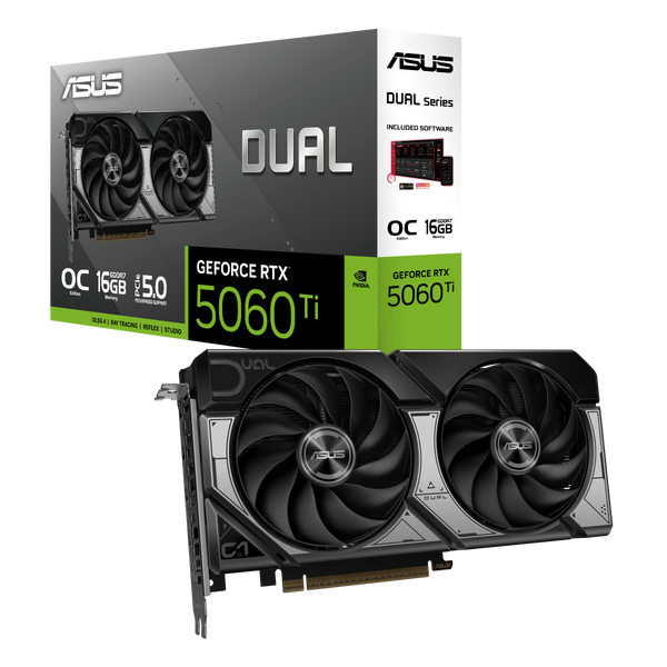 TARJETA DE VIDEO ASUS DUAL-RTX5060TI-O16G, 16GB GDDR7, PCIE GEN 5.0
