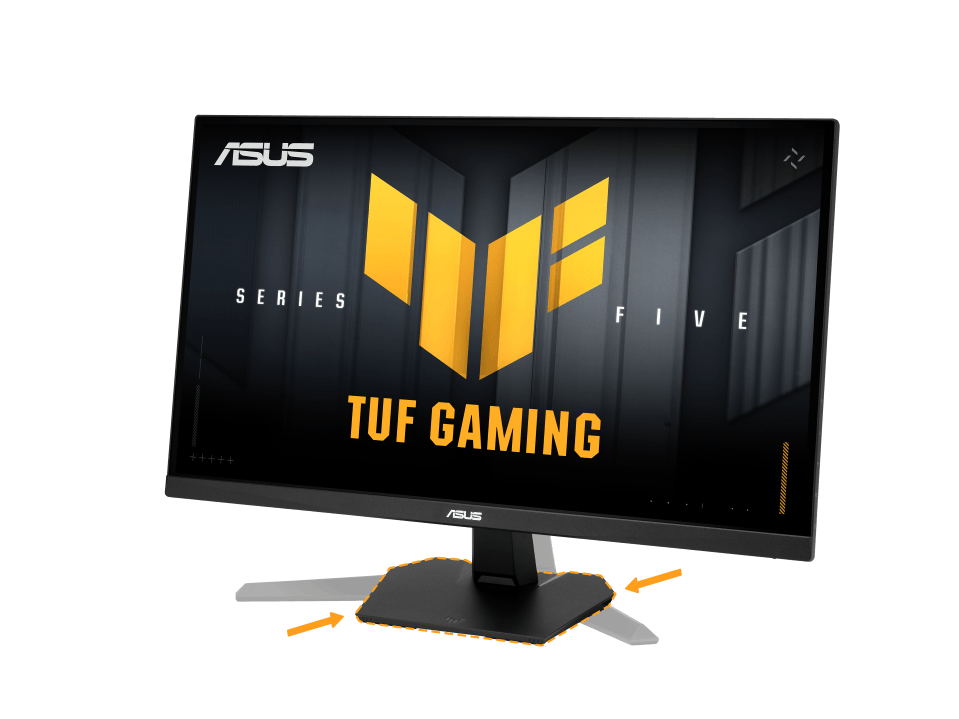 Monitor gaming ASUS TUF VG27AQME5F vista angular con base