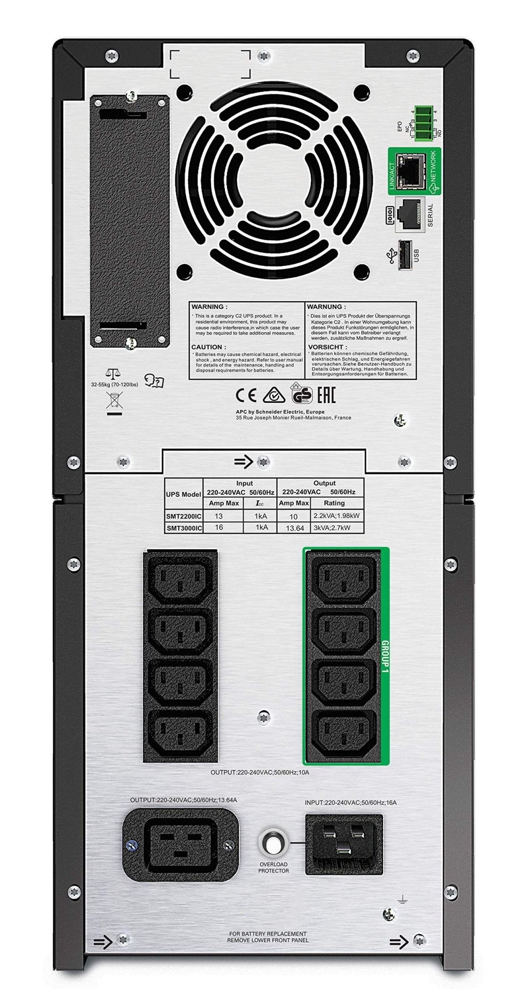 UPS APC Smart - UPS SMT2200IC 220/230/240VA/1980W LCD Onda Senoidal Pura SmartConnect 8 Salidas IEC USB/Ethernet Protección Avanzada para Servidores y Redes SMT2200IC - SMART BUSINESS