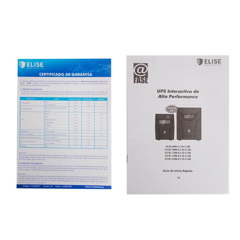 UPS ELISE INTERACTIVO FASE, AUR - 1200 - LCD - USB, 1200 VA / 600 W, PUERTO INTELIGENTE USB - HID. AUR-1200-LCD-USB - SMART BUSINESS