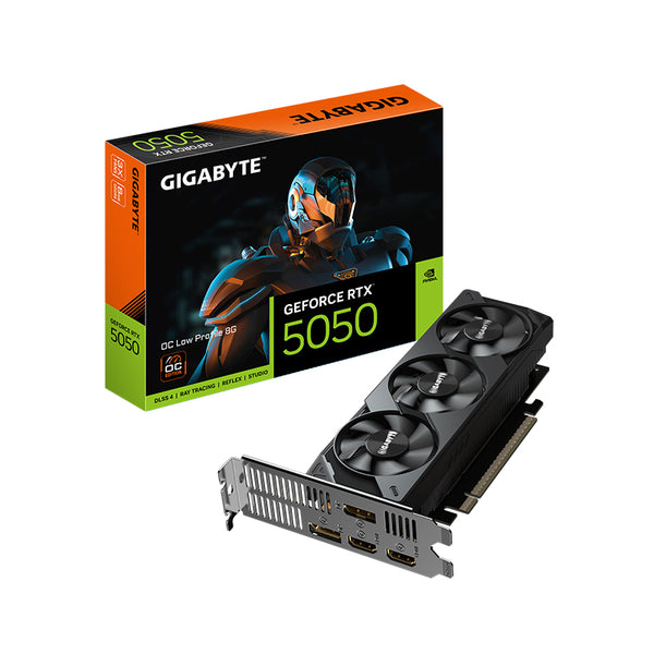 TARJETA GRÁFICA GIGABYTE GEFORCE RTX 5050 OC LOW PROFILE – 8 GB GDDR6, 2587 MHZ, ARQUITECTURA BLACKWELL CON DLSS 4, DISEÑO COMPACTO PARA SISTEMAS SFF