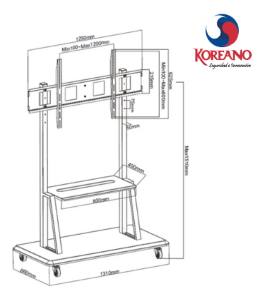 PEDESTAL MÓVIL PARA PIZARRAS INTERACTIVAS Y PANTALLAS DE 55" A 120", SOPORTA HASTA 140 KG, VESA MÁXIMO 800X600 de Vesa | first_variant_option_1 — Envío inmediato