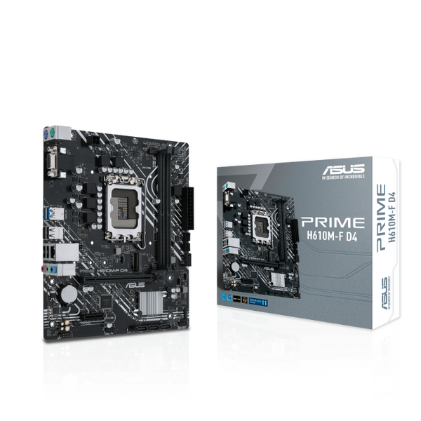 ASUS PRIME H610M-F D4 R2.0 – MOTHERBOARD MICRO-ATX PARA INTEL 12ª-14ª GEN, DDR4 HASTA 64 GB, PCIE 4.0, M.2 ULTRA-RÁPIDO, LAN 1-GBPS Y PUERTOS HDMI / USB 5 GBPS