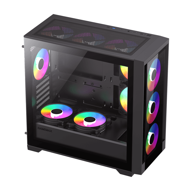 CASE ATX DEFENDER TG, Case sin Fuente, 2xUSB 2.0, 1xUSB 3.0, Audio HD, 4x12CM LED ARGB COOLER, VT frontal y lateral, Medidas: 450 x 210 x 450 mm, 2x3.5HDD, 2x2.5SDD interno