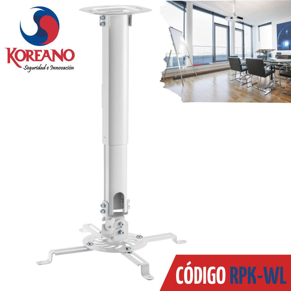 SOPORTE DE TECHO PARA PROYECTOR MULTIMEDIA RPK-WL, AJUSTABLE Y RESISTENTE, COLOR BLANCO, IDEAL PARA HOGAR, OFICINA O SALA DE CONFERENCIAS