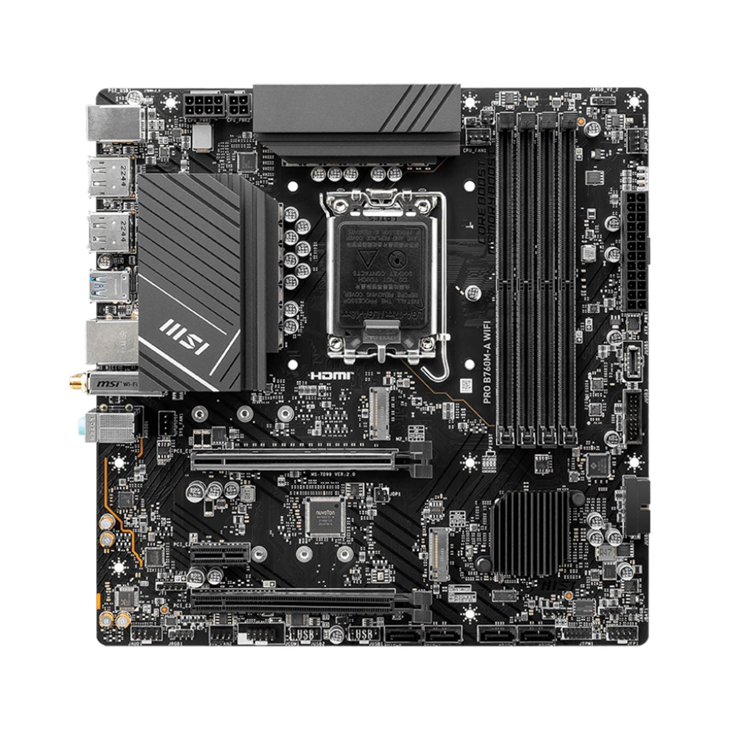 PLACA MADRE MICRO-ATX MSI PRO B760M-A WIFI DDR4 – COMPATIBLE INTEL 12ª/13ª/14ª GENERACIÓN, WIFI 6E Y ETHERNET 2.5G