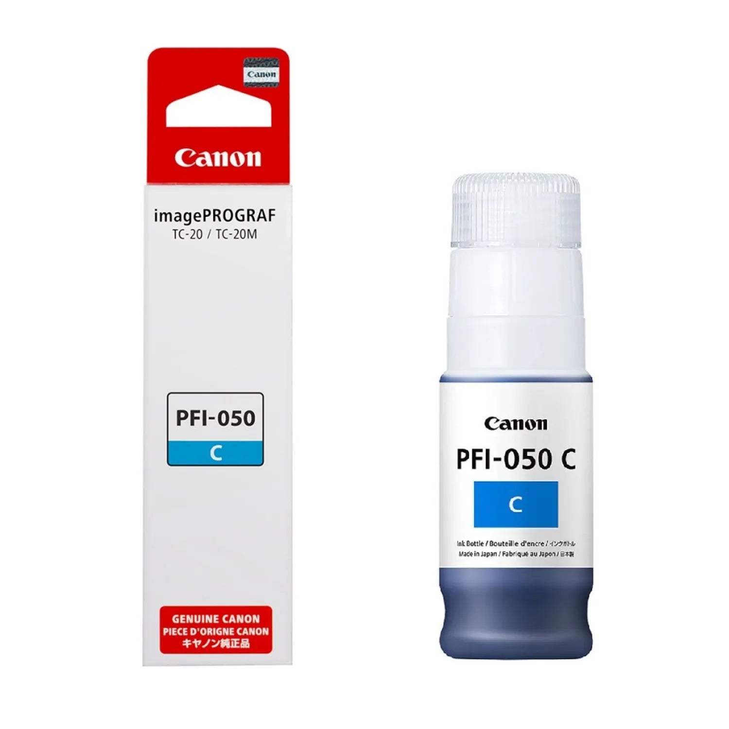 Botella De Tinta Canon Pfi-050 Cian, 70Ml, Original Para Plotter Imageprograf Tc-20 (5699C001Aa)