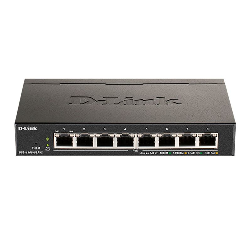 SWITCH GIGABIT INTELIGENTE DE 8 PUERTOS D-LINK DGS-1100-08V2 ADMINISTRACIÓN SENCILLA Y EFICIENCIA ENERGÉTICA