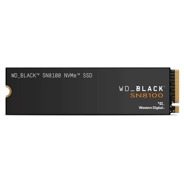 WD Black SN8100 WDS200T1X0M – SSD NVMe M.2 2 TB PCIe 5.0 x4, lectura 14 900 MB/s, escritura 14 000 MB/s, 3D TLC NAND, hasta 2.3 M IOPS, TBW 1 200 TB, perfil ultrafino 2.2 mm