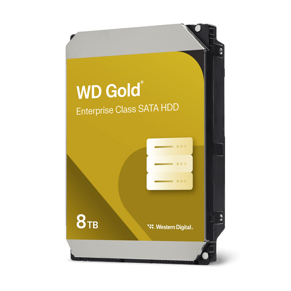 WD Gold WD8005FRYZ – Disco duro interno 8 TB 3.5″ SATA III 6 Gb/s, 7200 RPM, 256 MB caché, clase empresarial, MTBF 2.5 M h, protección antivibración, 24/7, para centros de datos y servidores