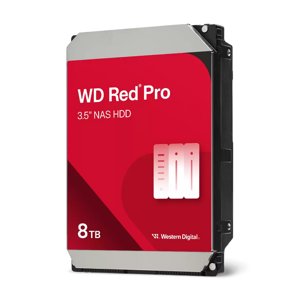 Disco Duro WD Red Pro WD8005FFBX  8TB  3.5" SATA 6Gbps  7200 RPM  256MB Caché  NASware 3.0  Optimizado para NAS Empresarial  Funcionamiento 24/7  Sensor de Vibración RV