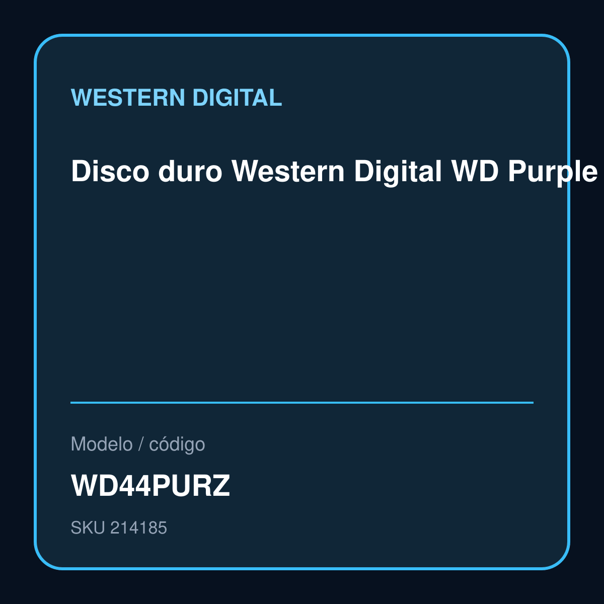 Disco duro Western Digital WD Purple WD44PURZ, 4TB, SATA, 256MB Cache, 3.5", CMR modelo WD44PURZ