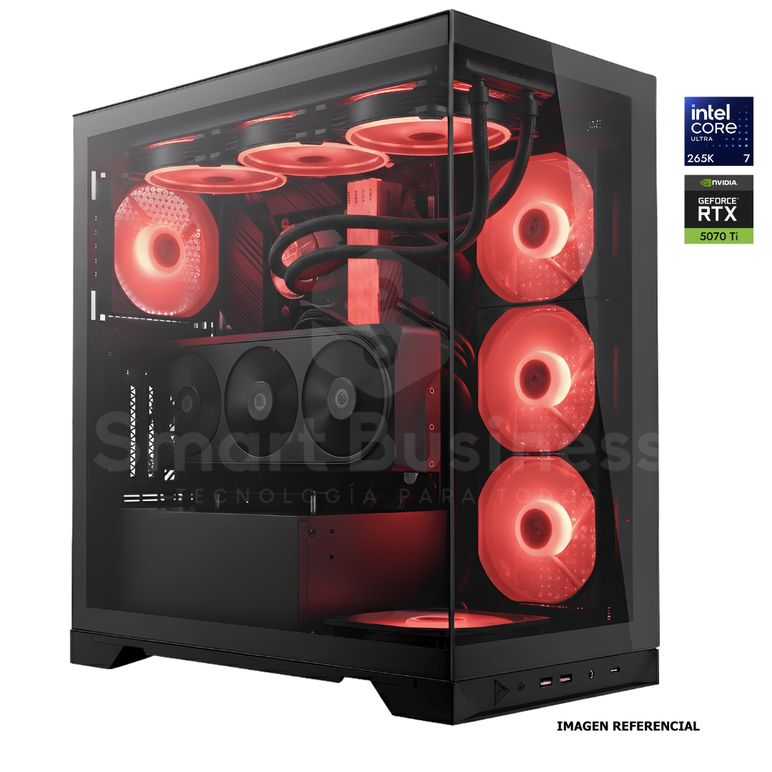 Workstation profesional · Intel Ultra 7 265KF · Chipset Z890 · RTX 5070 Ti 16GB PCIe 4.0 · 128GB (4X32GB) DDR5 CL32/6400MHZ · 2TB NVMe M.2.PCIe 5/14,000 MB/s · Fuente 1000W 80+ GOLD · AIO 360mm PCW0728 - SMART BUSINESS
