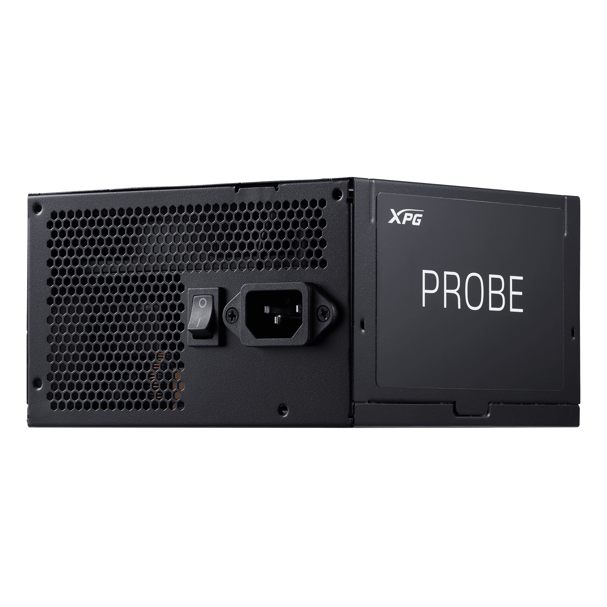 Fuente XPG PROBE 600W PROBE600B-BKCUS perspectiva posterior y lateral